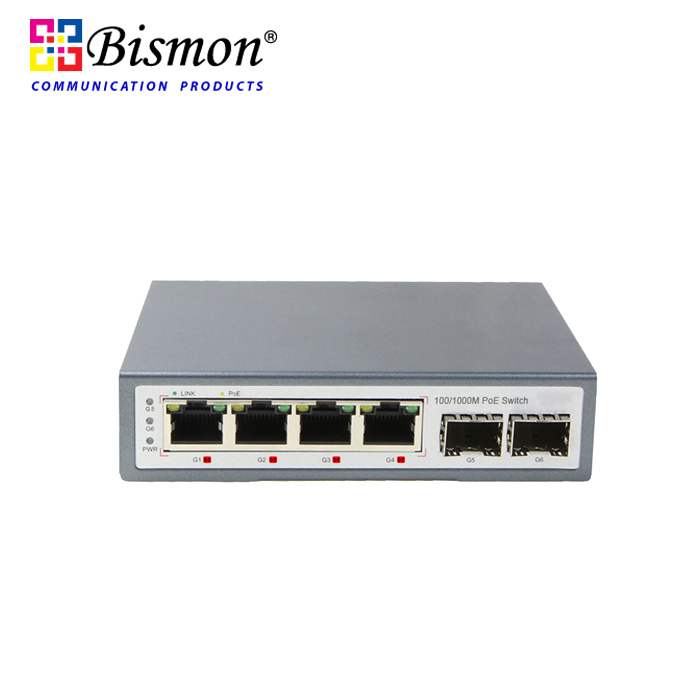 4-Ports-RJ45-10-100-1000M-PoE-IEEE802-3bt-and-2-SFP-Unmanaged-Max-95W-Port