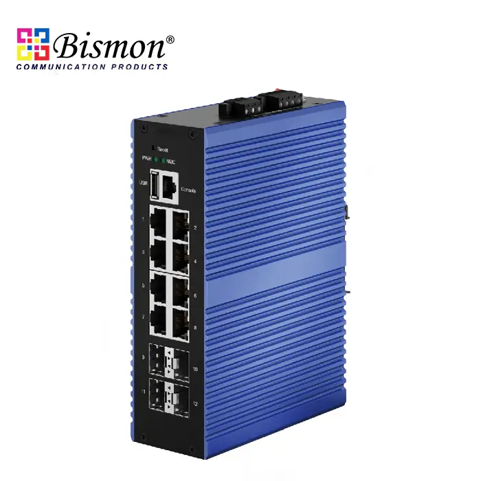 8x10/100/1000Base-T to 4x10G Base-X Industrial Switch managed (L3) PoE