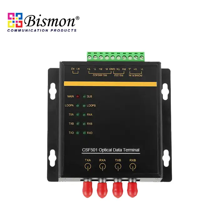 Industrial-Fiber-Converter-RS232-485-422-serial-port-2x100Base-FX-SM-20km-Dual-Ring