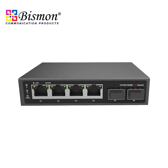 4-Ports-RJ45-10-100-1000M-PoE-IEEE802-3bt-and-2-SFP-Unmanaged-Max-90W-Port