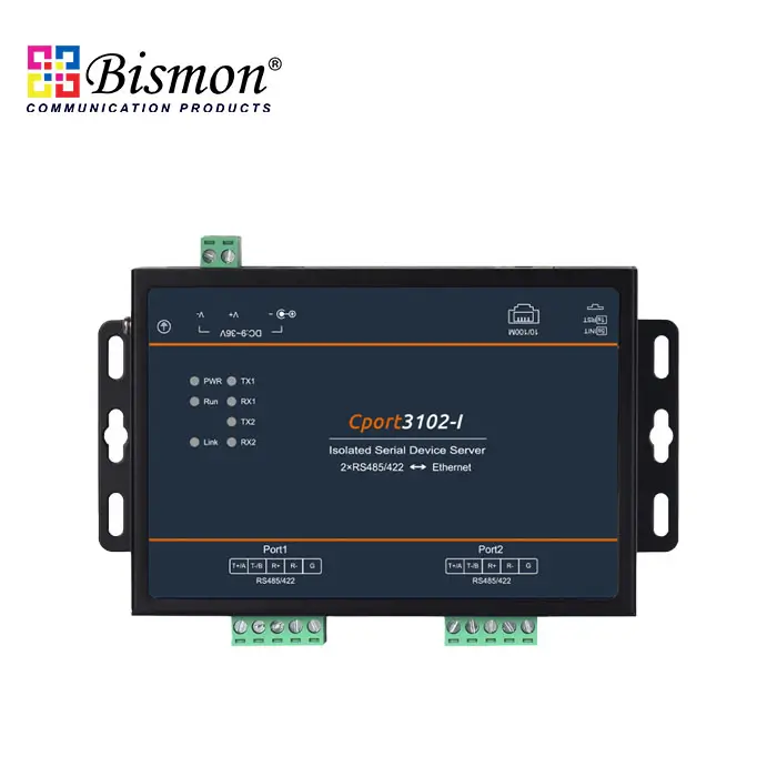 2xRS485-422-Serial-Port-1x100M-RJ45-Port-Wall-Mount-Serial-Server-with-Modbus-Functions