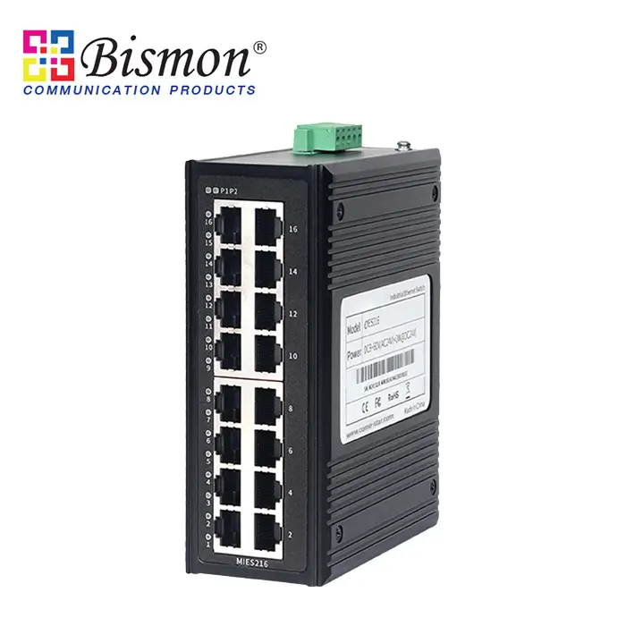 16 x 10/100M Base-T(X) RJ45 port Din-rail Layer 2 Unmanaged Industrial Ethernet Switch