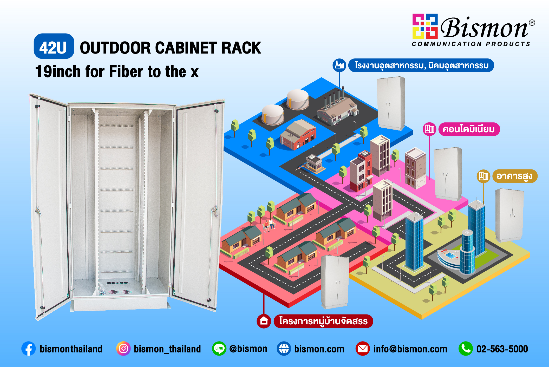 42U OUTDOOR CABINET RACK 19inch FOR FIBER TO THE X