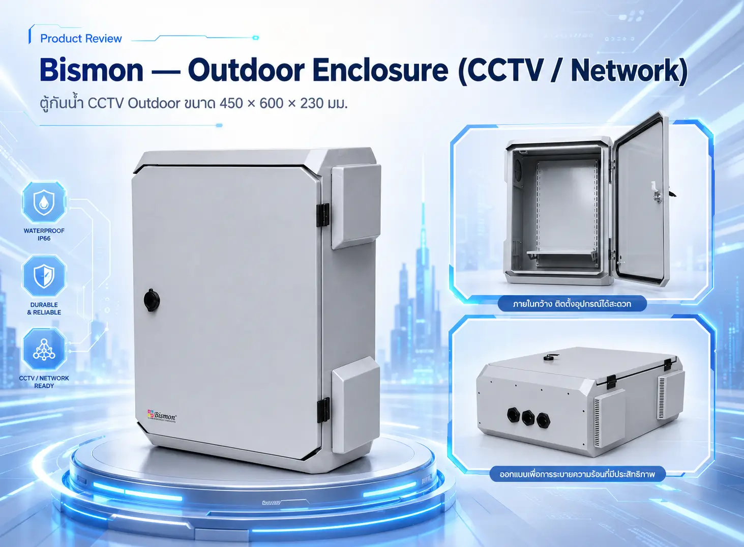 รีวิวตู้กันน้ำ CCTV Outdoor Bismon AirFlow 450x600 ระบายความร้อนดี