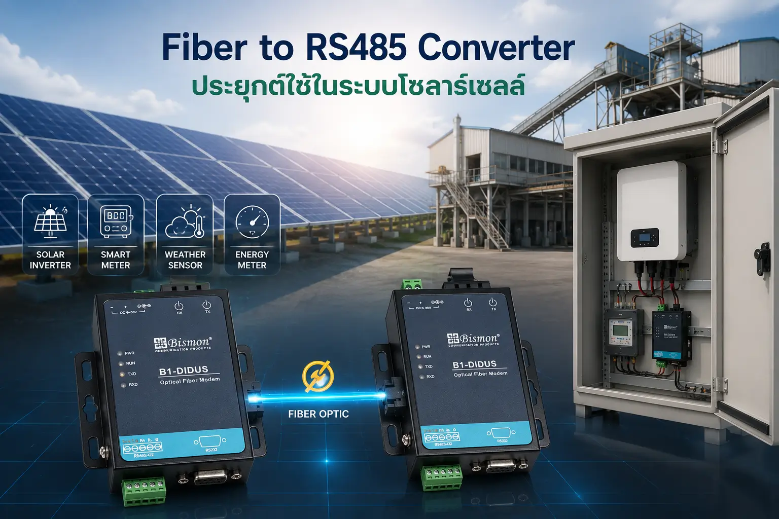 การนำ Fiber to RS485 Converter ไปประยุกต์ใช้ในระบบโซลาร์เซลล์