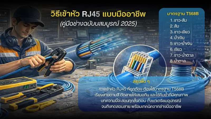 วิธีเข้าหัว RJ45 แบบมืออาชีพ [คู่มือช่างฉบับสมบูรณ์ 2025]