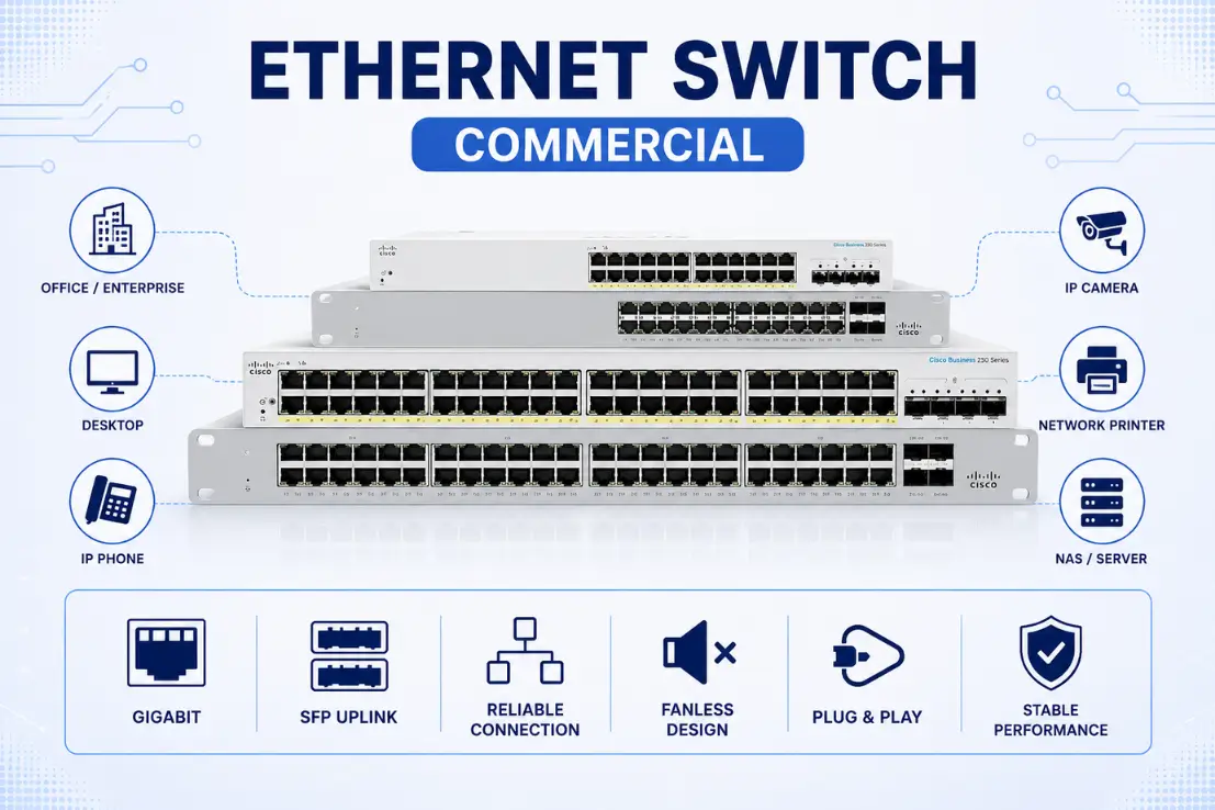 Commercial Ethernet Switch vs Industrial Ethernet Switch ต่างกันอย่างไร?