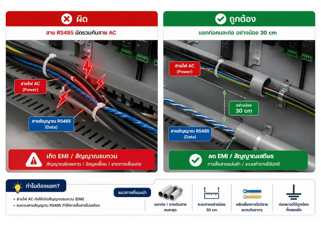คู่มือตรวจสอบและแก้ปัญหา Fiber to RS485 Converter สำหรับระบบ Solar Cell