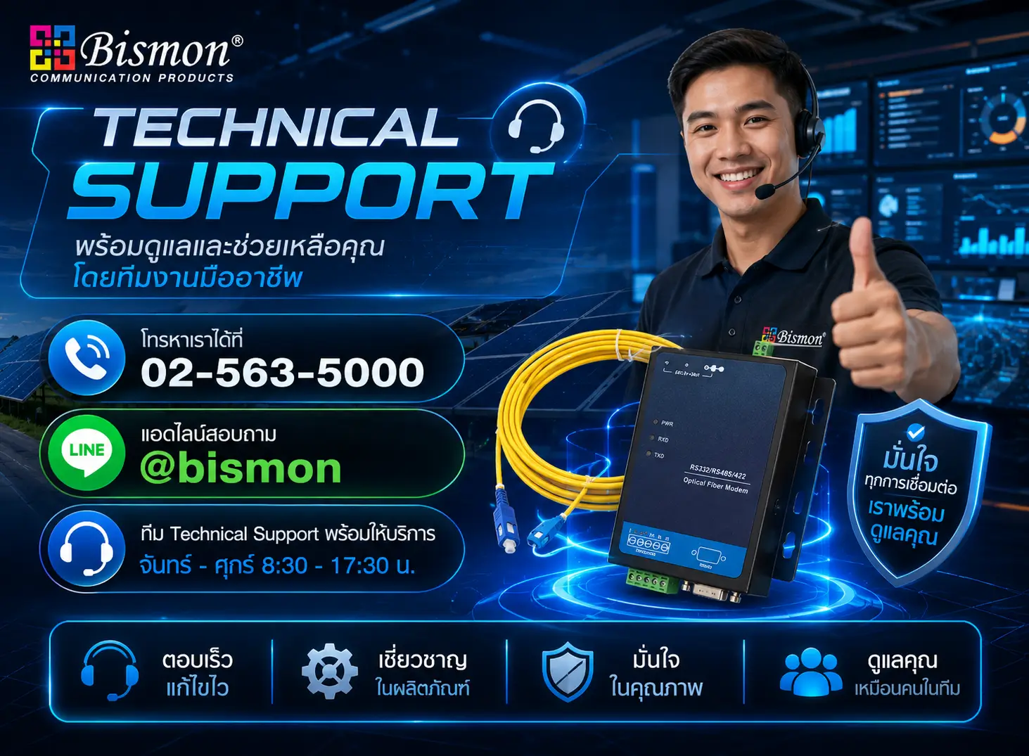 คู่มือตรวจสอบและแก้ปัญหา Fiber to RS485 Converter สำหรับระบบ Solar Cell