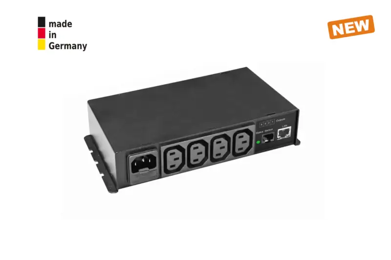 Small and smart 4-fold switched and metered PDU 10 A, 4 x IEC C13, 1 sensor connector
