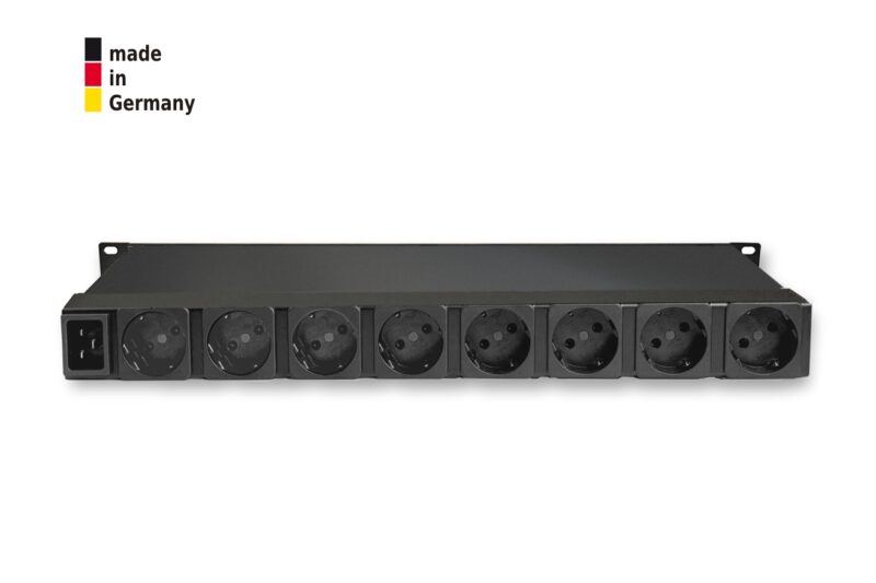 8-fold switched and outlet-metered PDU, Type F rear