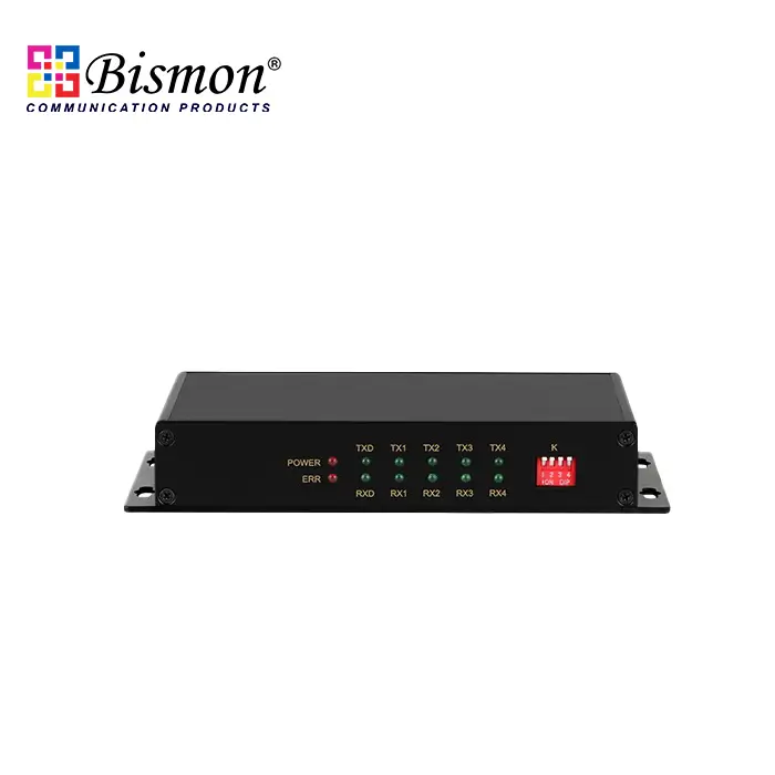 Industrial Fiber Media Converter 4-Port RS232/485/422(RJ45) to Fiber Converter Multi-mode 2km
