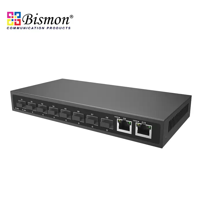 2*10/100/1000M RJ45 ports and 8*1000M uplink SFP ports Unmanaged Ethernet switch