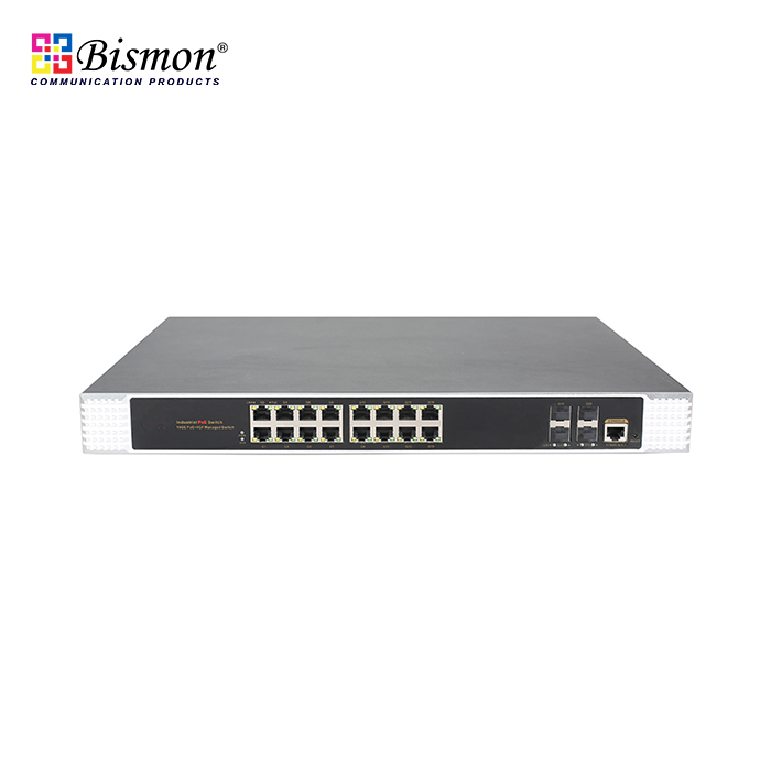 16Port PoE(at:25.4W) 10/100/1000Base-T+4SFP 1G Managed L2 Industrial Switch 1U Rack(400W)