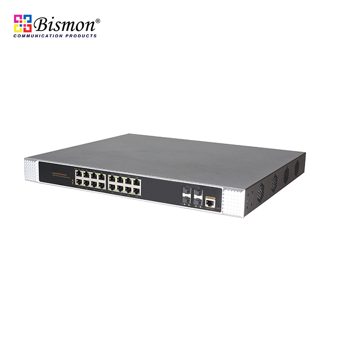 16Port PoE(at:25.4W) 10/100/1000Base-T+4SFP 1G Managed L2 Industrial Switch 1U Rack(400W)