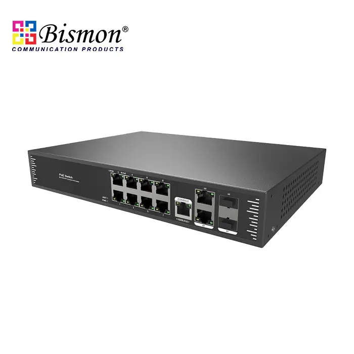 8*10/100M RJ45 ports and 2*10/100/1000M and 2*1000M uplink SFP managed PoE switch