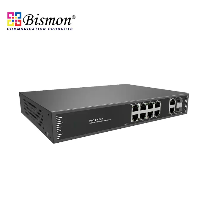 10*10/100/1000M RJ45 ports and 2*1000M uplink SFP Unmanaged (250W)