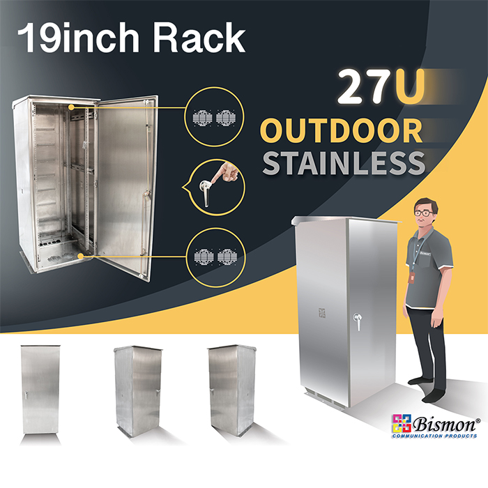 27U 19inch Cabinet Rack Outdoor (60x60cm) Stainless Steel