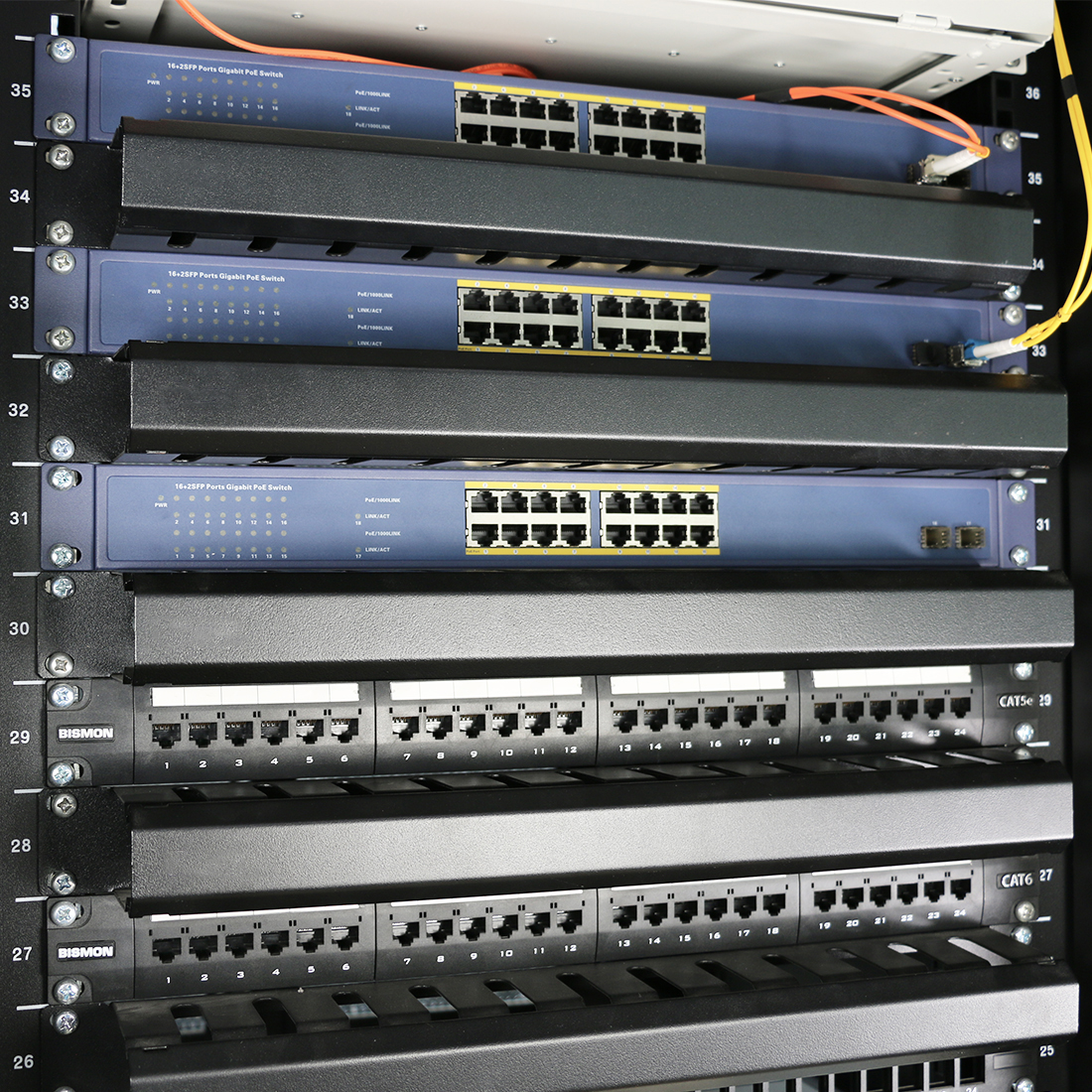 Cable Management Panel with Cover-Black color (แผงจัดสายหน้าตู้ rack)
